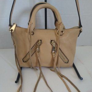 REBECCA MINKOFF Camel Tan MOTO JON Mini 2-Way Crossbody Bag